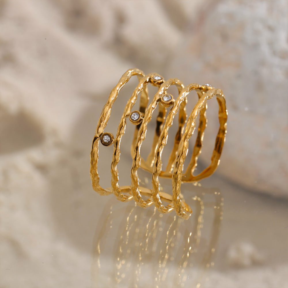 Multi-Row Crystal Cuff Ring