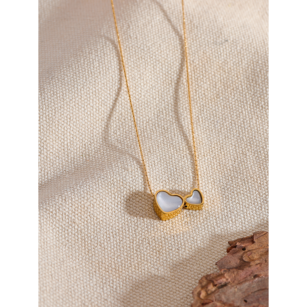 Double Heart Pendant Necklace