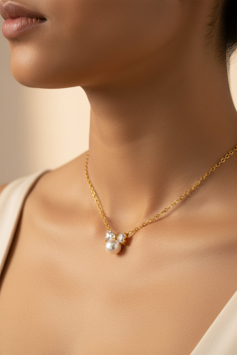 Butterfly Pearl Drop Necklace