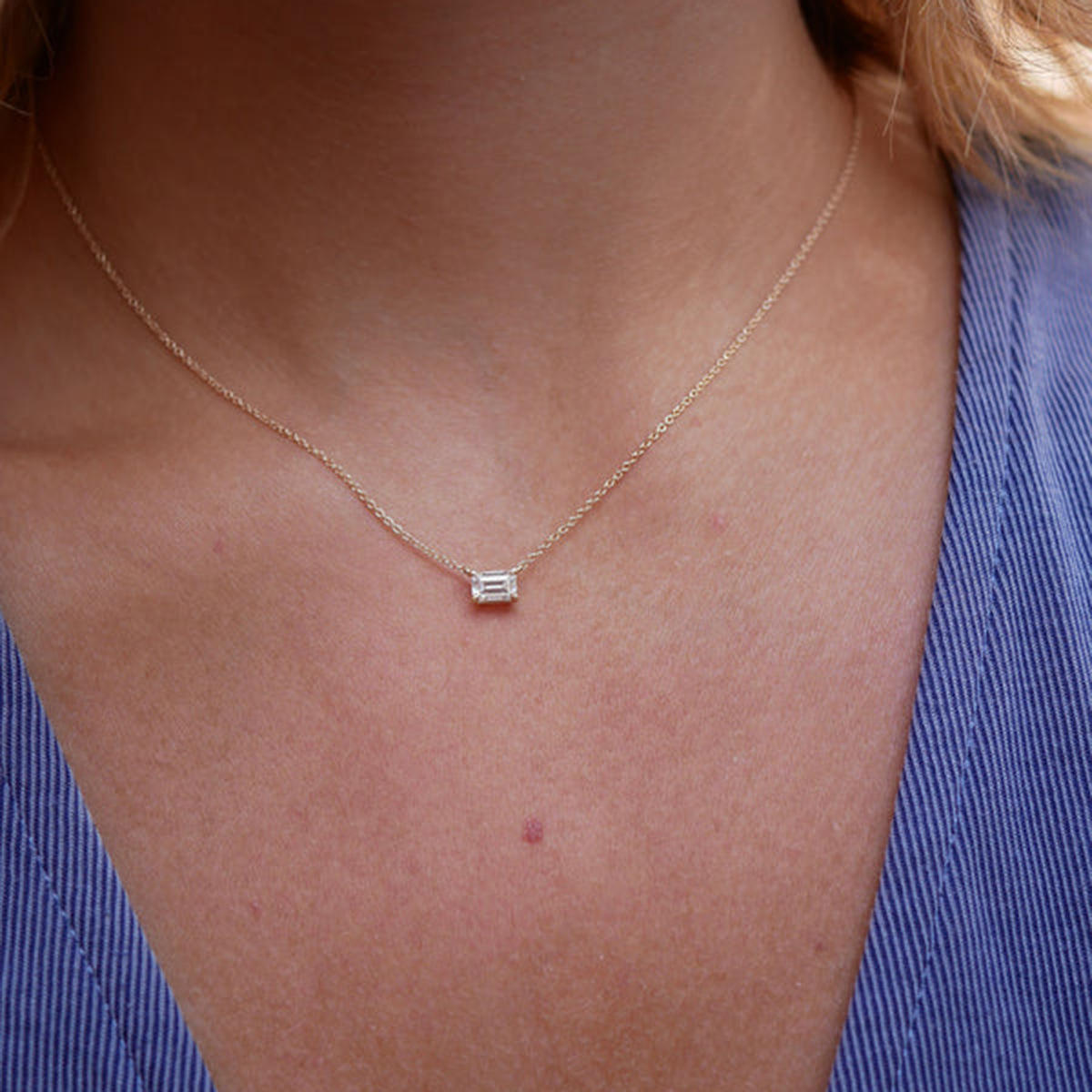 Golden Prism Baguette Necklace