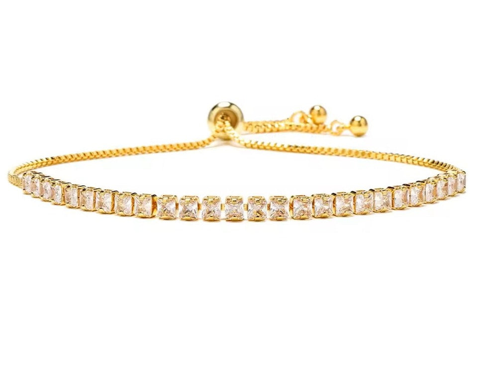 18KGold Plated CZ Chain Adjustable Bracelets