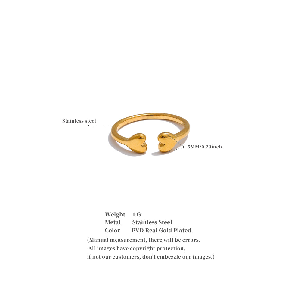 Twin Hearts Open Ring