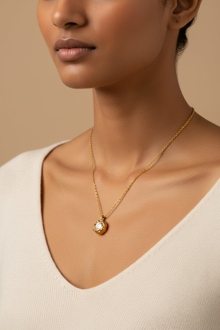 Gold Nugget Crystal Necklace