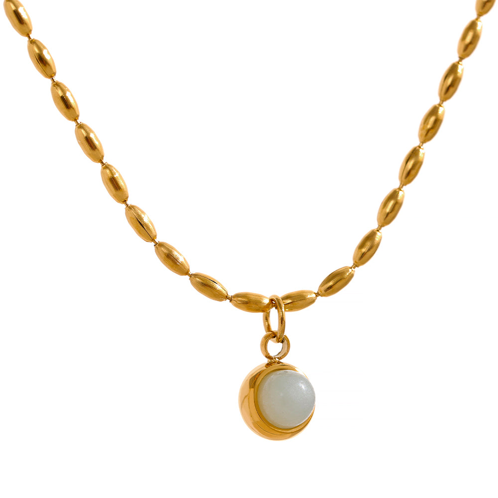 Aventurine Natural Stone Pendant 18k Gold Plated Necklace