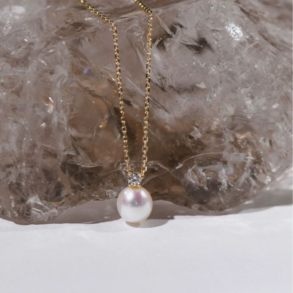 18K GP Pearl & CZ Pendant Necklace Earring Set