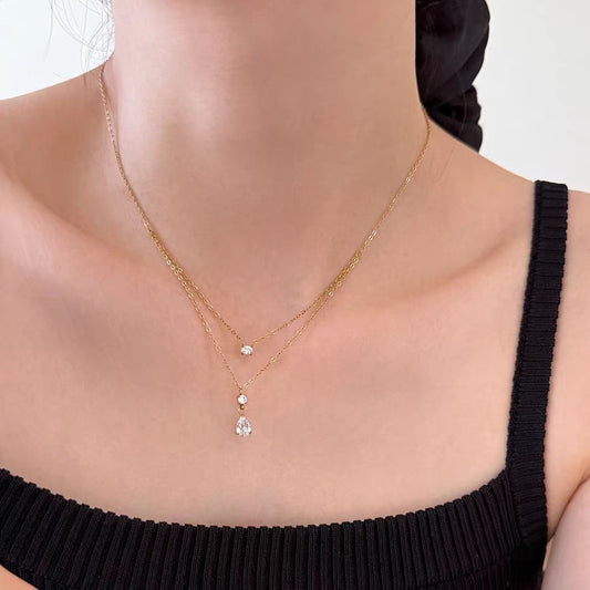 Cascade Double Layer CZ Necklace
