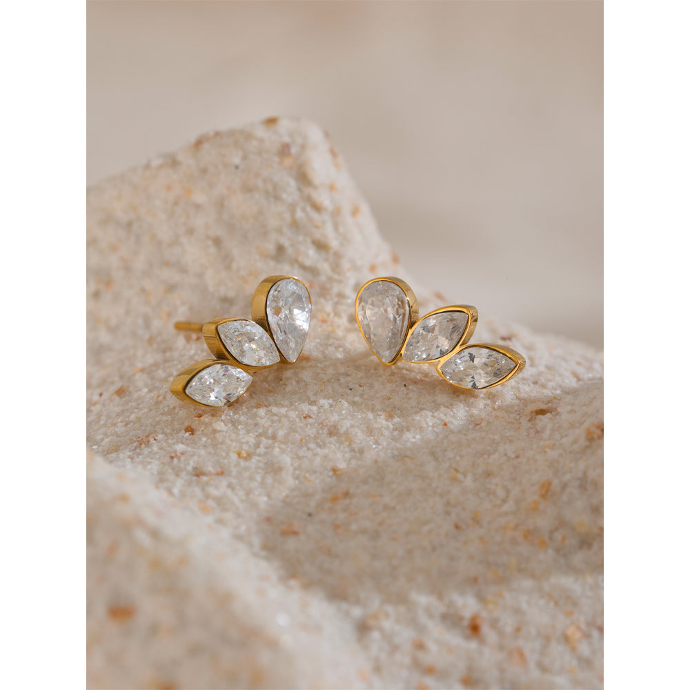 Trio Crystal Bezel Studs