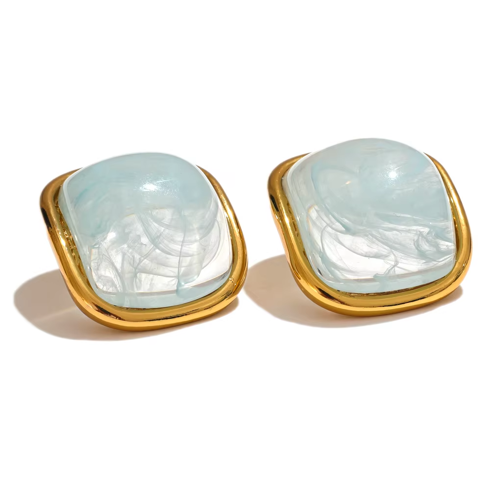 Glacier Square Bezel Studs