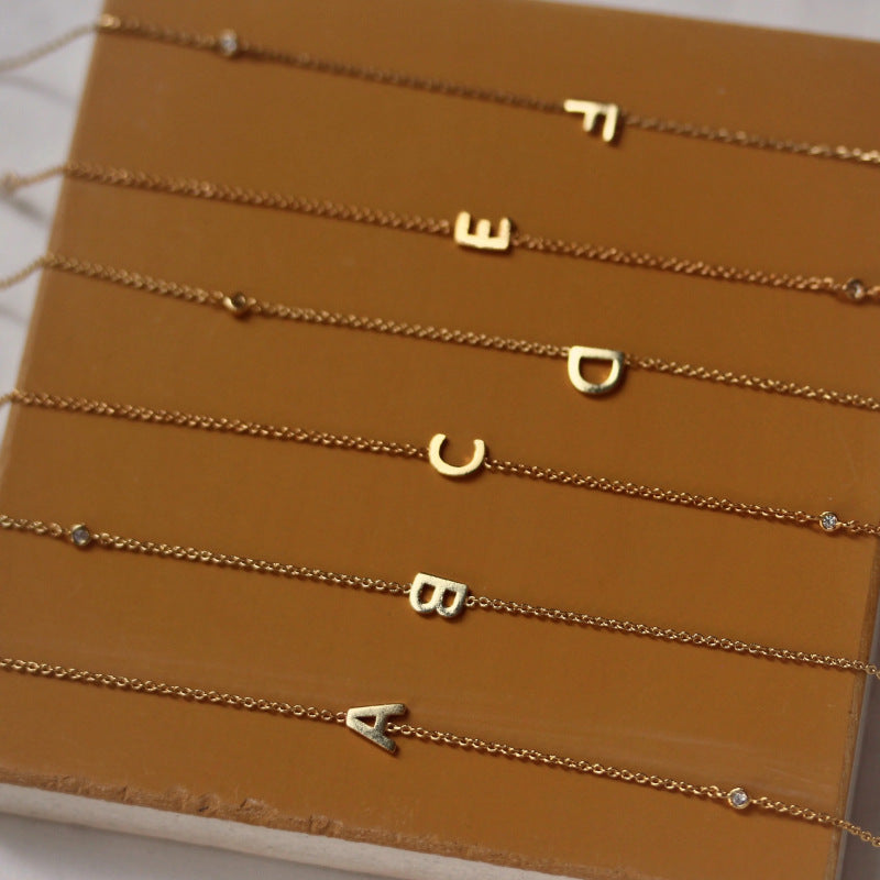 18k Gold Plated Alphabet Dainty Necklace