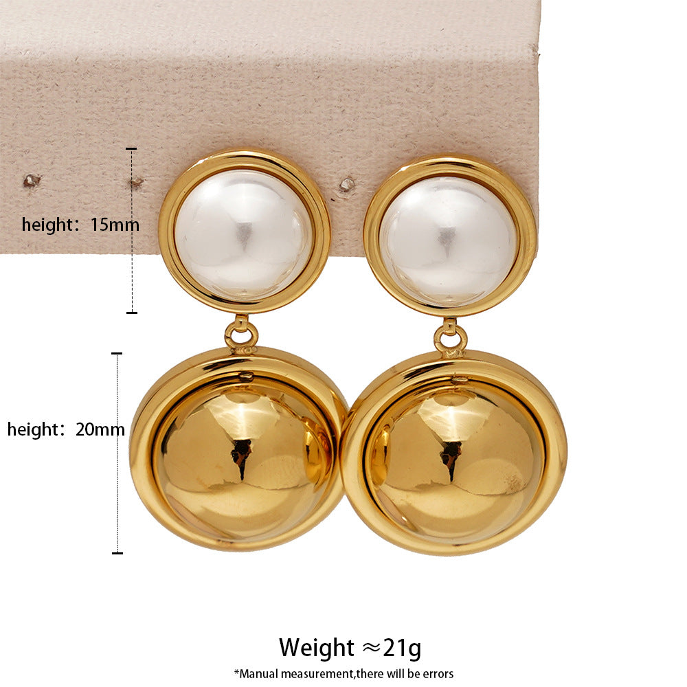 Gold Orb Pearl Drop Hangings