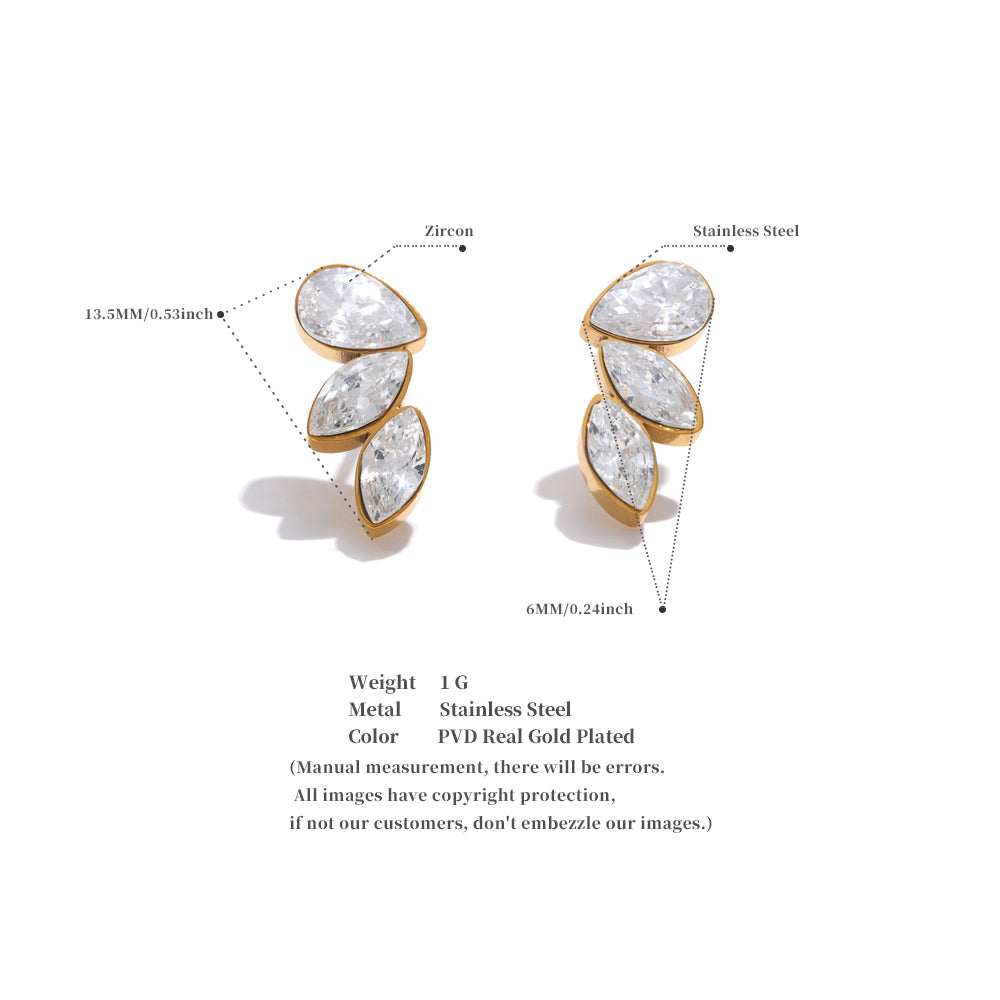 Trio Crystal Bezel Studs