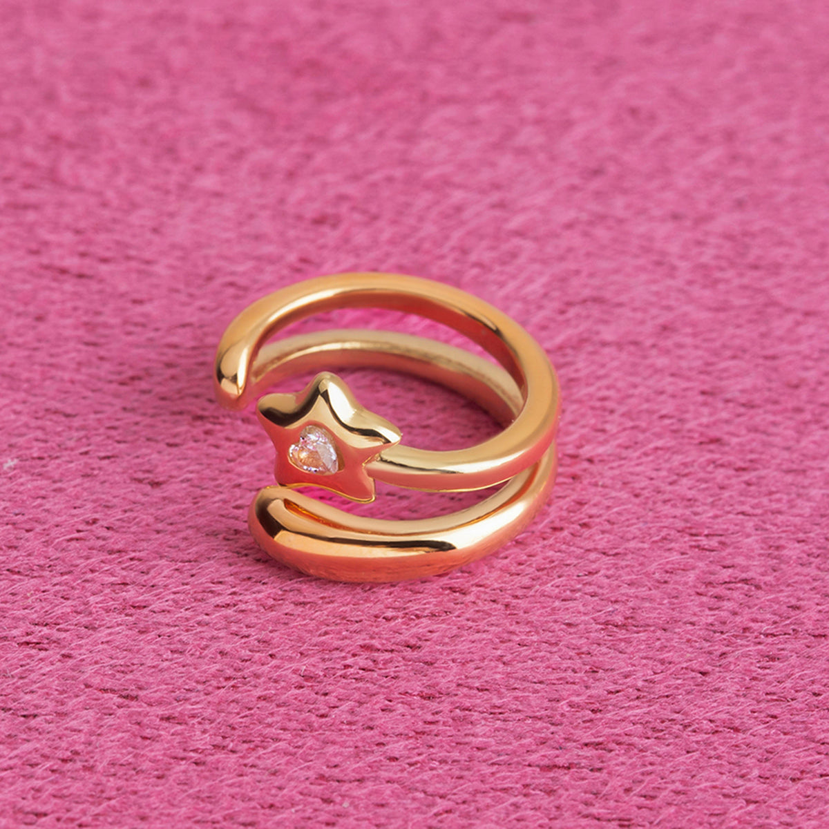 18K Gold Plated Cuff Earrings with Star Rhinestone