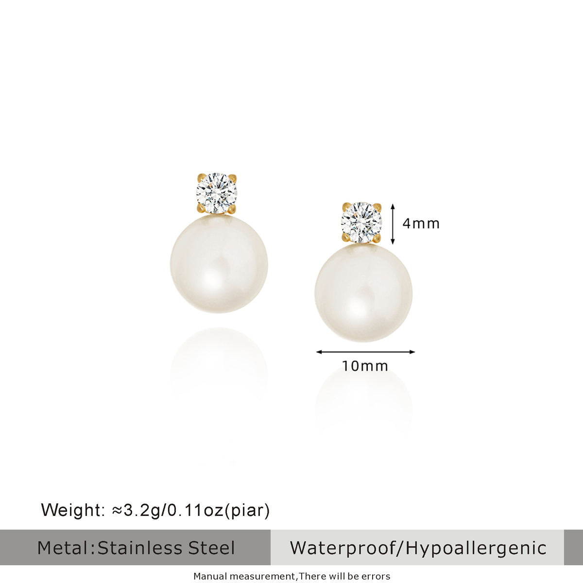 18K GP Pearl & CZ Pendant Necklace Earring Set