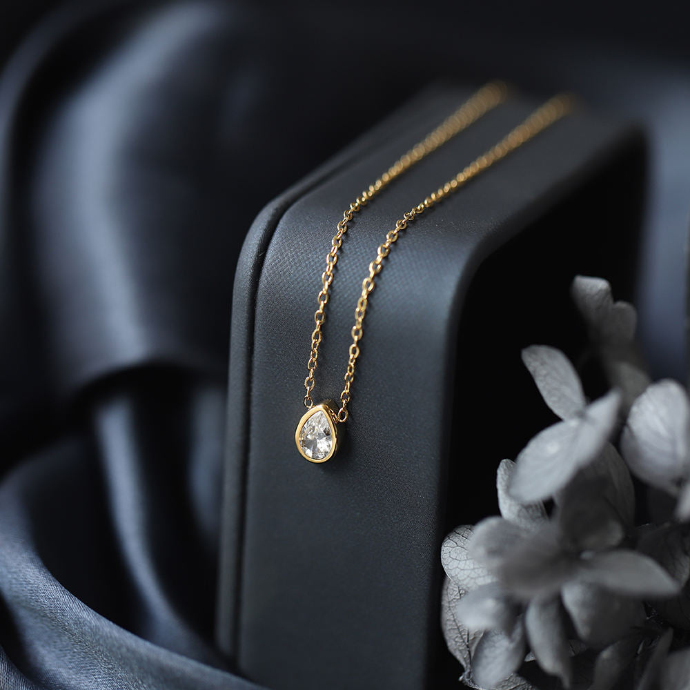 18K Gold Plated Water Drop Zircon Necklace