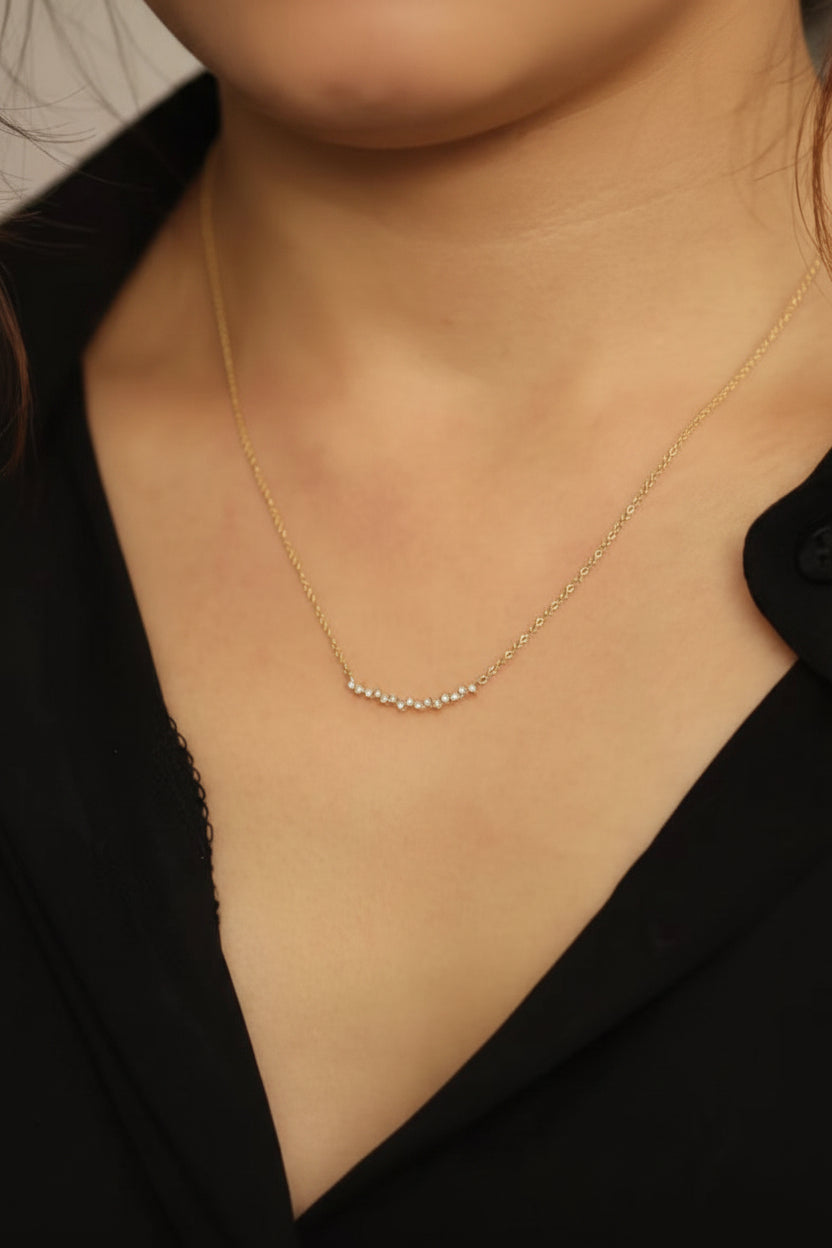 Gold Plated Dainty Zirconia Stainless Steel Necklace