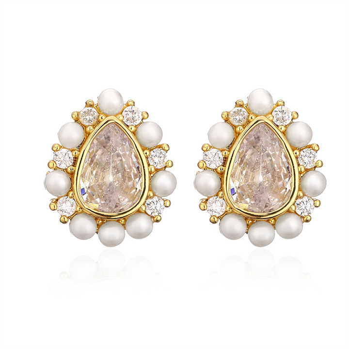 Waterdrop Pearl Bead Stud Earrings