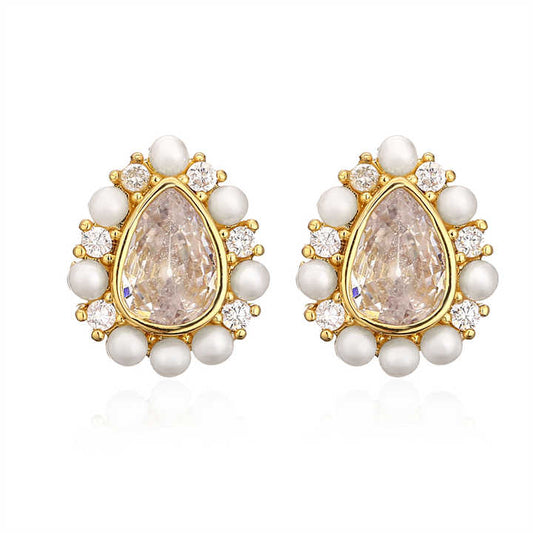 Waterdrop Pearl Bead Stud Earrings