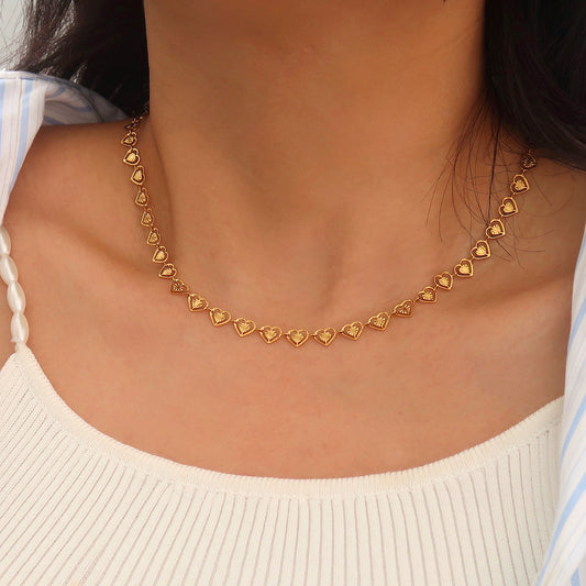 18K Gold Plated Vintage Heart Design Choker