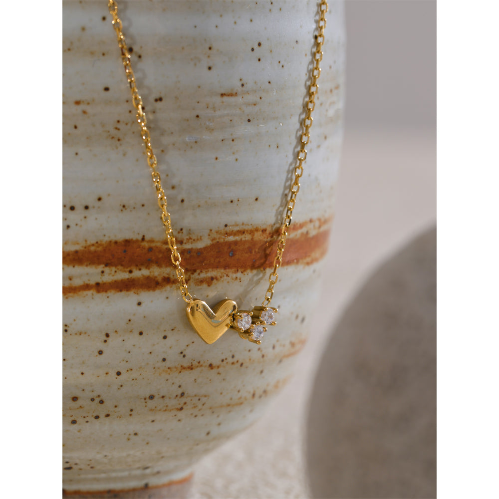 Gold Heart & Sparkle Necklace