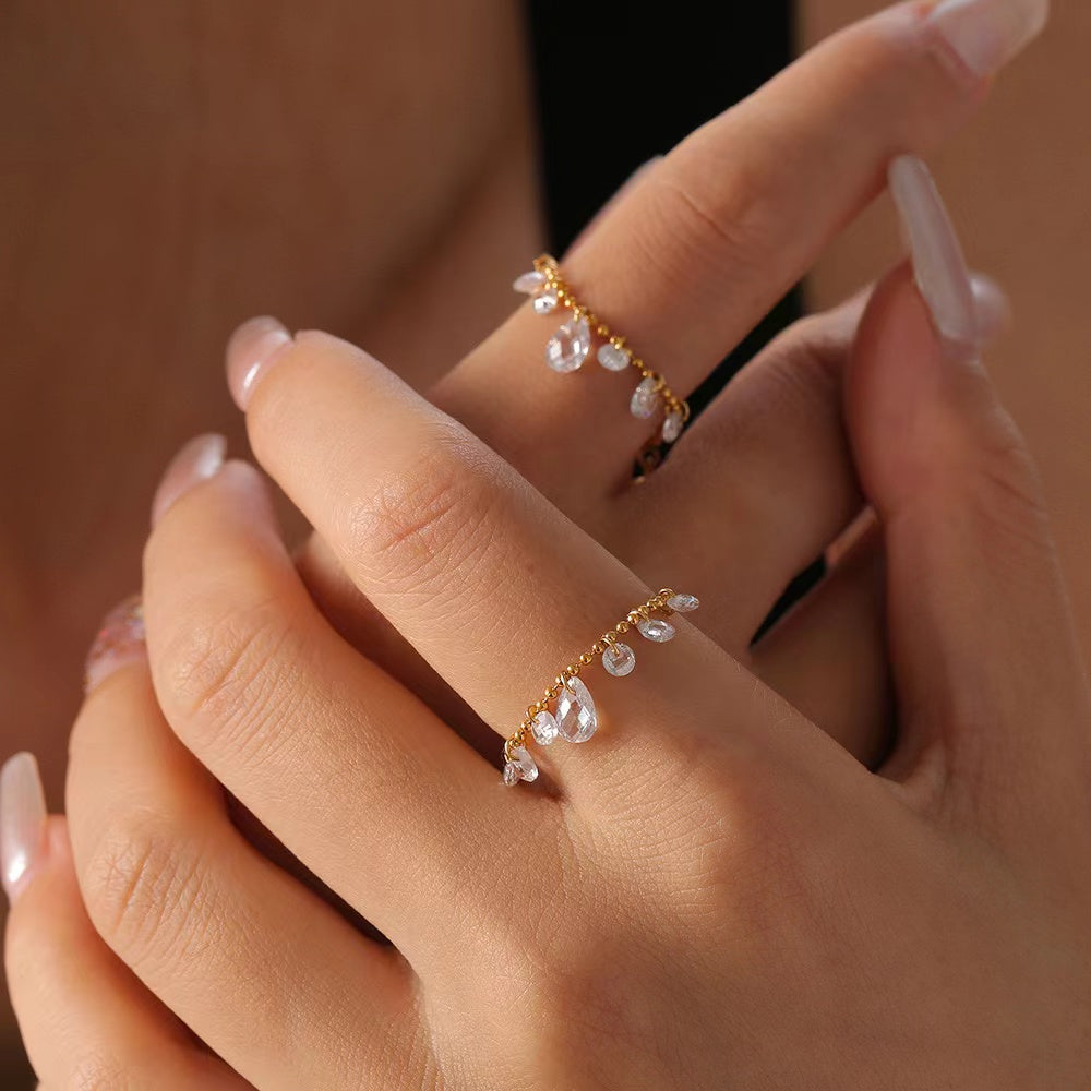 Cascade Crystal Chain Ring
