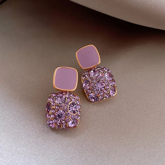 High Quality Purple Square Shape Earrings