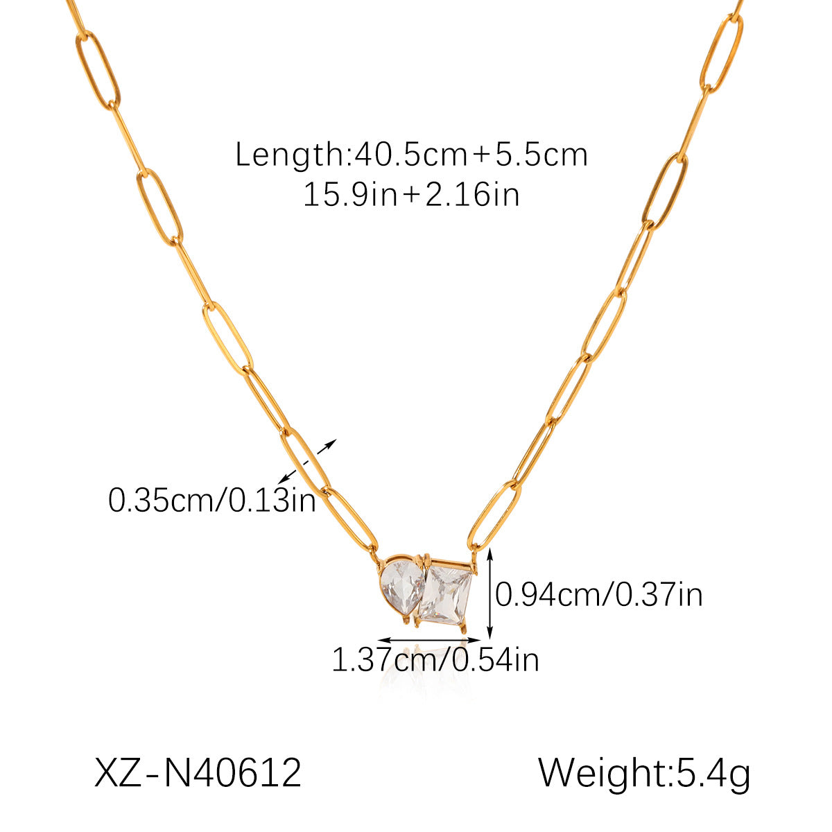 Dual Stone Paperclip Necklace