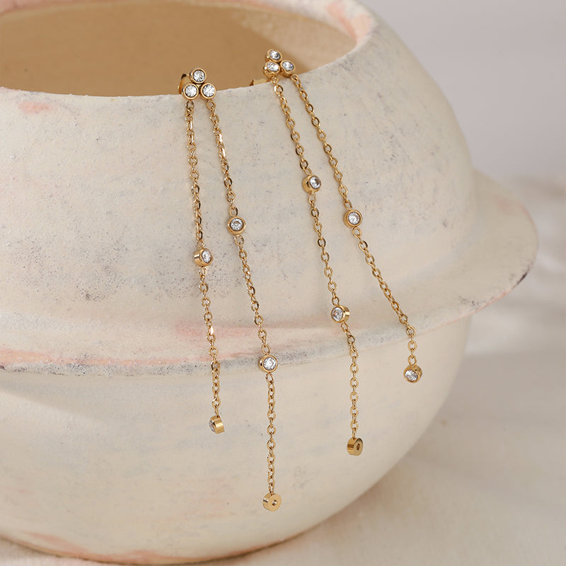Dual Chain Crystal Drop Hangings