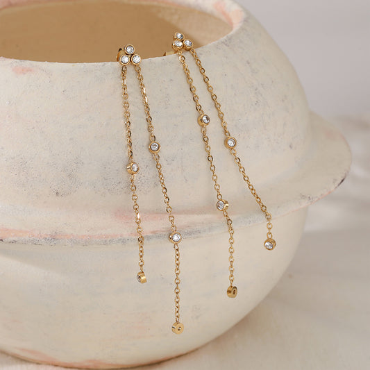 Dual Chain Crystal Drop Hangings