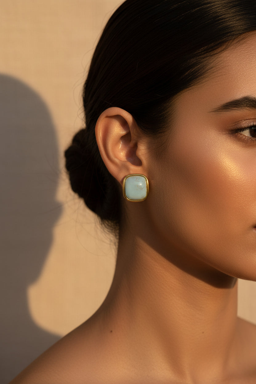 Glacier Square Bezel Studs