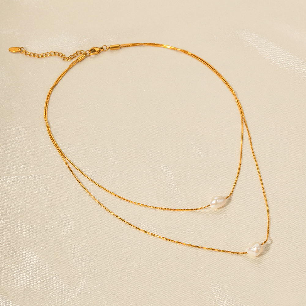 Pearl Double Layer Chain Necklace