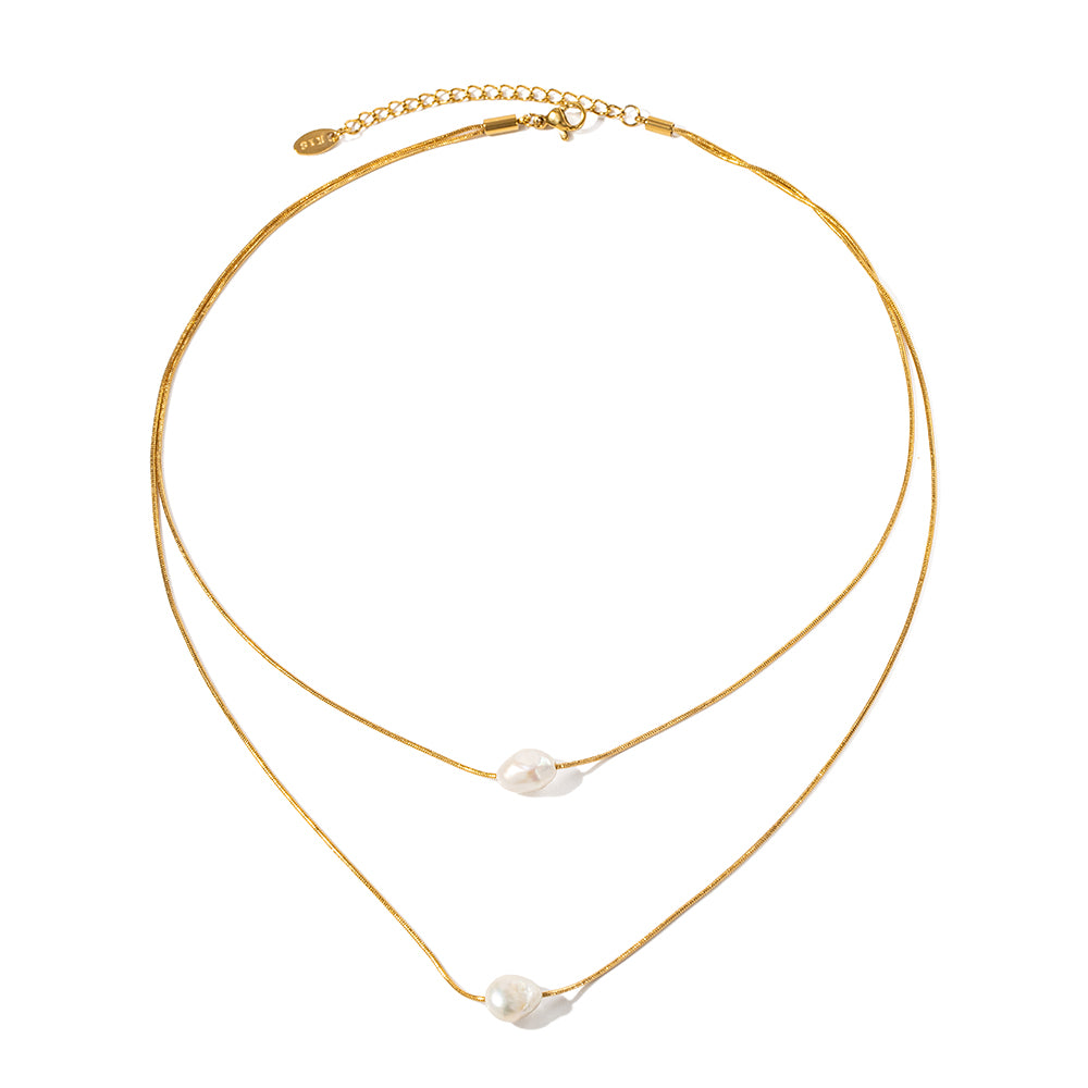 Pearl Double Layer Chain Necklace