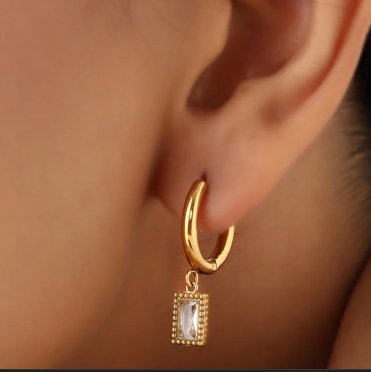 18K Gold Plated Rectangular Earrings