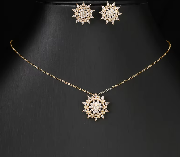 Sunflower CZ Necklace Set