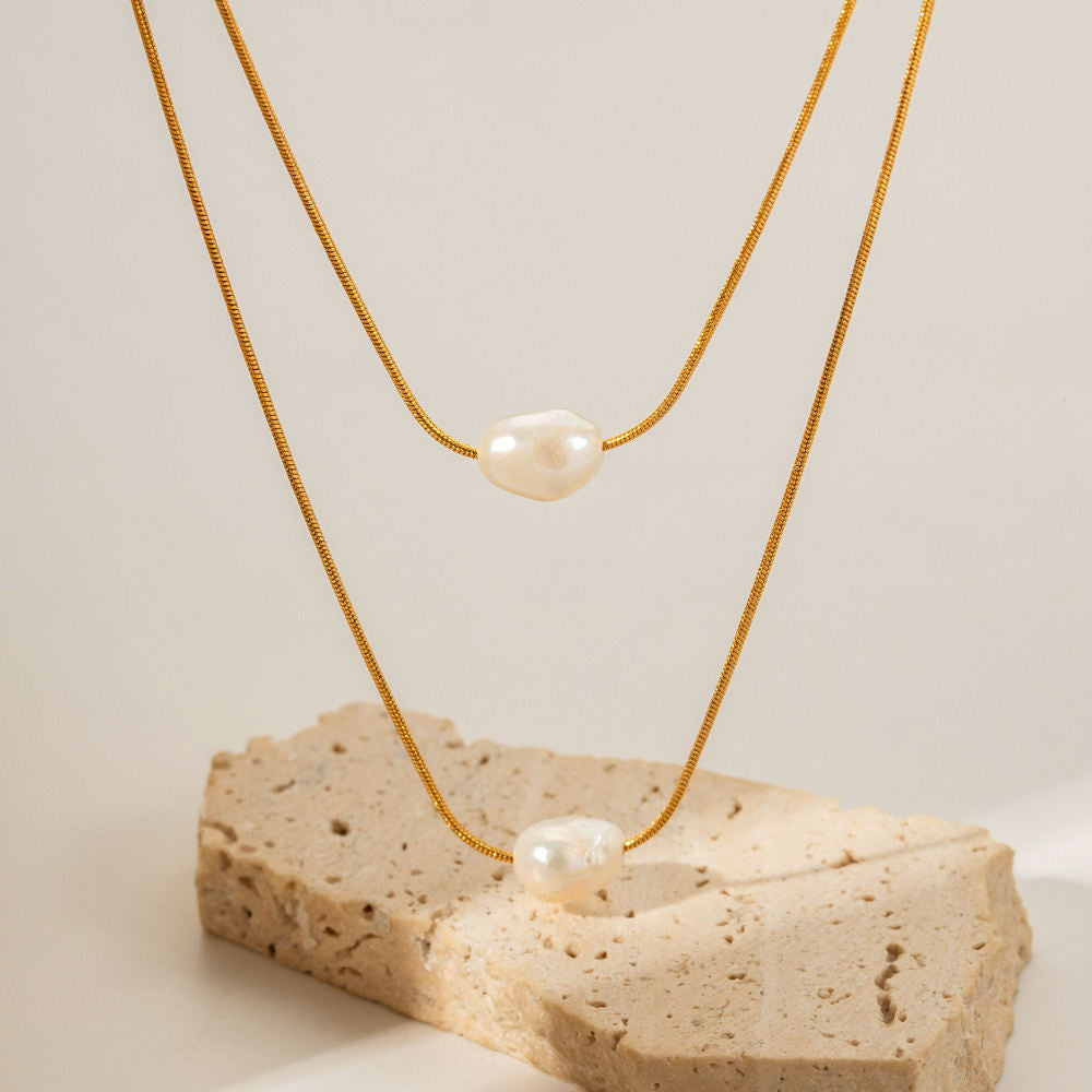 Pearl Double Layer Chain Necklace