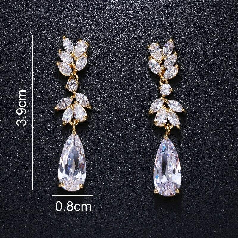 18K Gold Plated CZ Hanging Earring