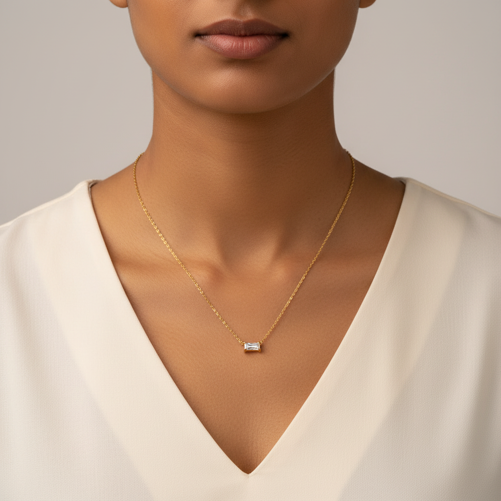 Golden Prism Baguette Necklace