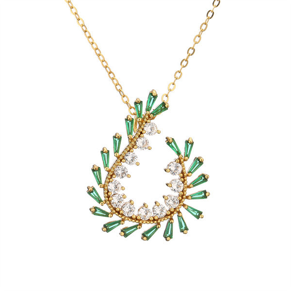 Luxury CZ and Emarald Crystal Necklace Set