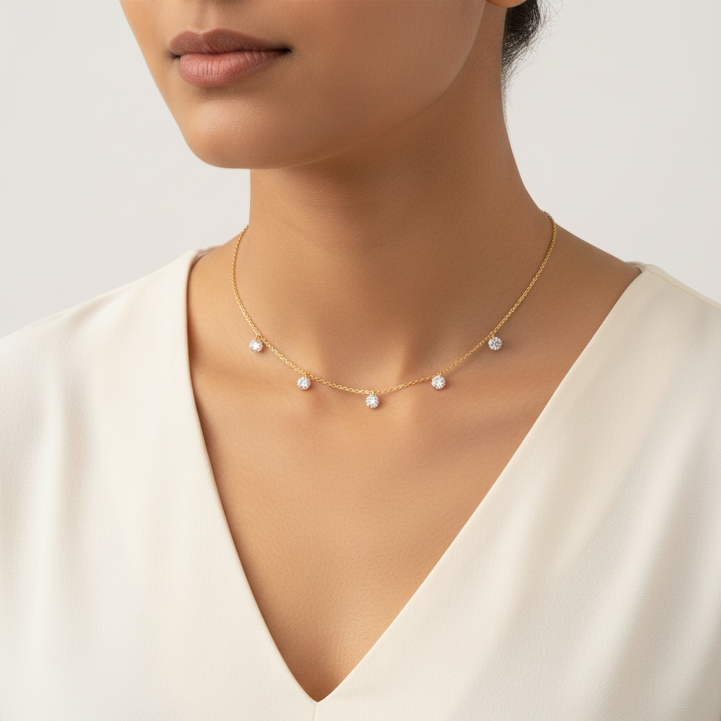Dewdrop CZ Charm Choker