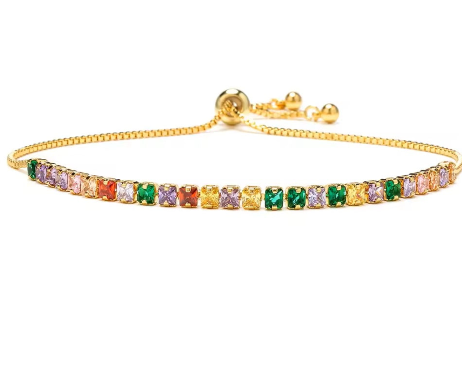 18KGold Plated CZ Chain Adjustable Bracelets