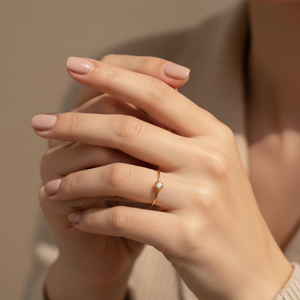 Solitaire CZ Ring on Model